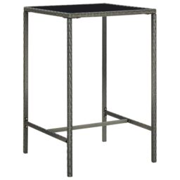 Berkfield Home Garden Bar Table Grey 70x70x110 cm Poly Rattan & Glass - Size: 70 x 70 x 110 cm - thumbnail 1