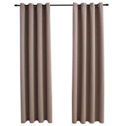 Berkfield Home Blackout Curtains with Metal Rings 2 pcs Taupe 140x175 cm - thumbnail 2