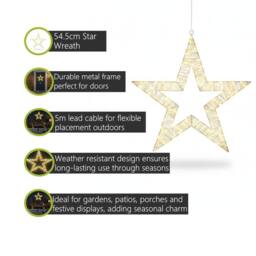 Pegdev Outdoor Christmas LED Metal Star 100 Micro Lights Silver Frame 54cm - thumbnail 2
