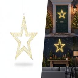 Pegdev Outdoor Christmas LED Metal Star 100 Micro Lights Silver Frame 54cm - thumbnail 4
