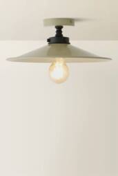 ValueLights Hampstead Metal Rolled Edge Tapered Flush Ceiling Light in Green - thumbnail 3