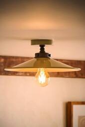 ValueLights Hampstead Metal Rolled Edge Tapered Flush Ceiling Light in Green - thumbnail 2