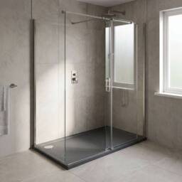 Balterley Contemporary Rectangular Shower Tray, 1500x900mm in Grey - thumbnail 4