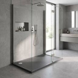 Balterley Contemporary Rectangular Shower Tray, 1500x900mm in Grey - thumbnail 6
