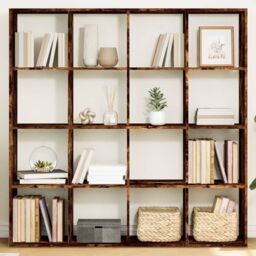 Berkfield Home Book Cabinet Smoked Oak 137.5x29x137.5 cm Engineered Wood in Brown - thumbnail 1