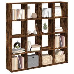 Berkfield Home Book Cabinet Smoked Oak 137.5x29x137.5 cm Engineered Wood in Brown - thumbnail 4
