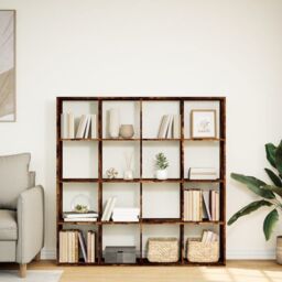 Berkfield Home Book Cabinet Smoked Oak 137.5x29x137.5 cm Engineered Wood in Brown - thumbnail 3