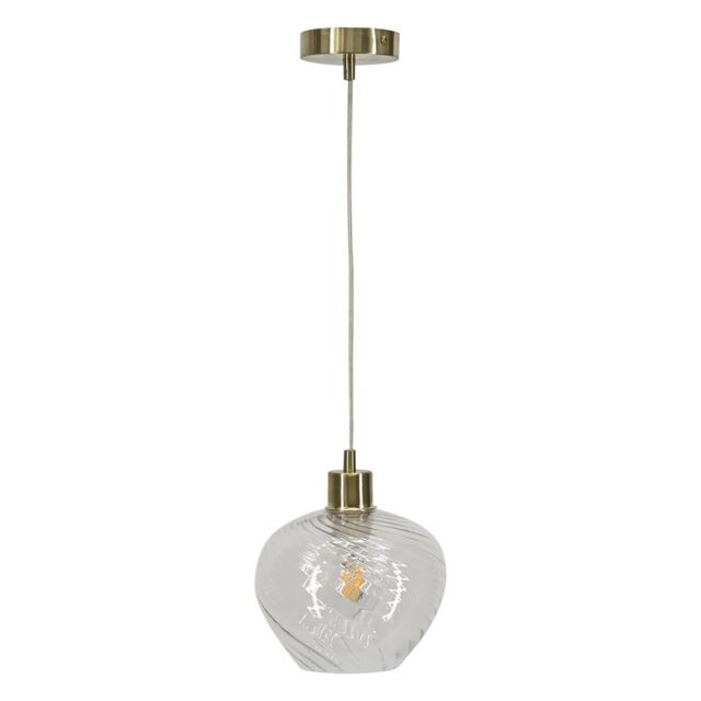 First Choice Lighting Bradson - Clear Swirl Glass with Satin Brass Pendant Fitting - image 1