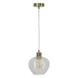 First Choice Lighting Bradson - Clear Swirl Glass with Satin Brass Pendant Fitting - thumbnail 1