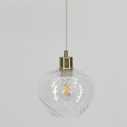 First Choice Lighting Bradson - Clear Swirl Glass with Satin Brass Pendant Fitting - thumbnail 5