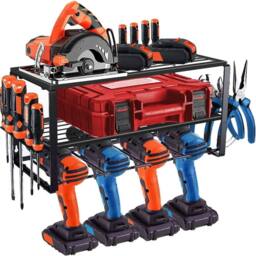 Havendro Wall Mount Heavy Duty Power Tool Storage Rack Drill Holder in Black - thumbnail 1