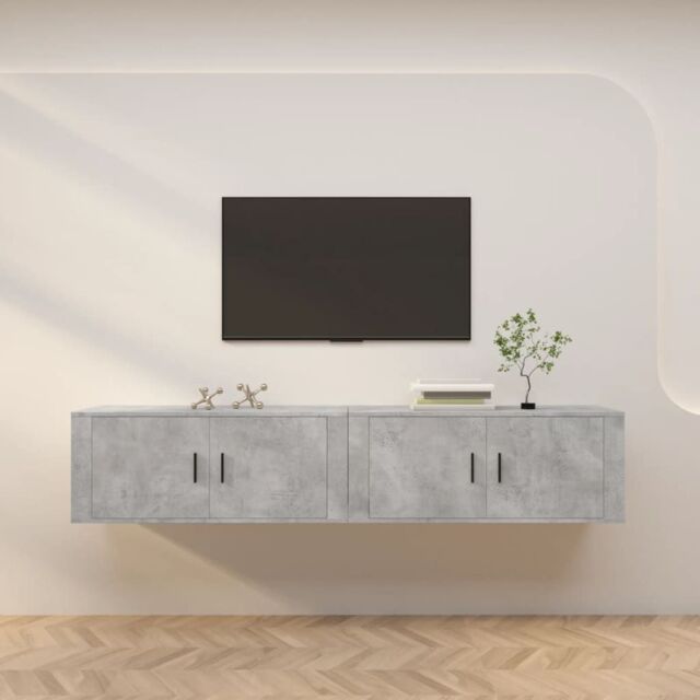Berkfield Home Wall-mounted TV Cabinets 2 pcs Concrete Grey 100x34.5x40 cm - image 1