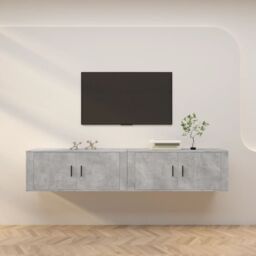 Berkfield Home Wall-mounted TV Cabinets 2 pcs Concrete Grey 100x34.5x40 cm - thumbnail 1