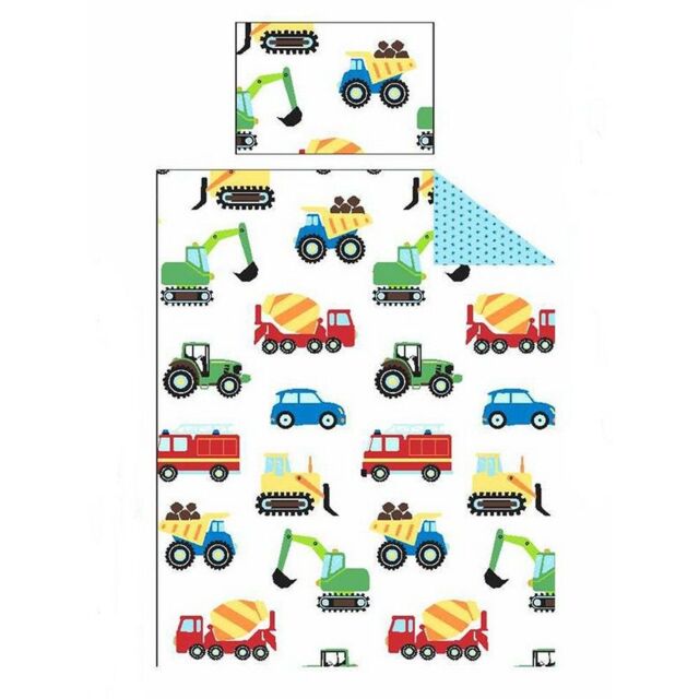 PriceRightHome Trucks & Transport Duvet Cover Set in White - Size: Single - image 1