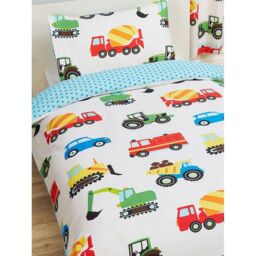 PriceRightHome Trucks & Transport Duvet Cover Set in White - Size: Single - thumbnail 3