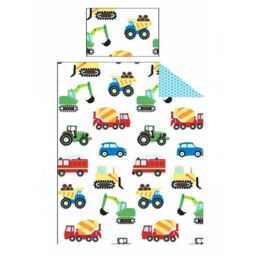 PriceRightHome Trucks & Transport Duvet Cover Set in White - Size: Single - thumbnail 1