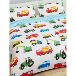 PriceRightHome Trucks & Transport Duvet Cover Set in White - Size: Single - thumbnail 2