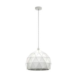 Loops Pendant Ceiling Light Colour White Steel Round Faceted Shade Bulb E27 1x60W