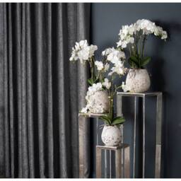 Lemon Pavilion Furniture and Decor Orchid in Stone Pot Artificial Flower - L46 x W46 x H70 cm - White - thumbnail 4