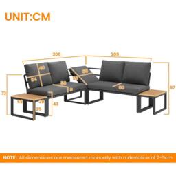 Direct Wicker 4-5 Seater Garden Outdoor Corner Sofa Set with Flexibly Tables in Dark Grey - Size: 4 Person - thumbnail 6