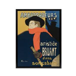 "Artery8 Ambassadeurs Aristide Bruant Framed Canvas Wall Art Print Lautrec in Blue - Size: W12"" x H16""" - thumbnail 1
