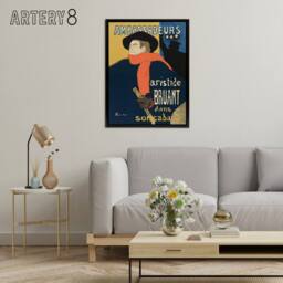"Artery8 Ambassadeurs Aristide Bruant Framed Canvas Wall Art Print Lautrec in Blue - Size: W12"" x H16""" - thumbnail 3