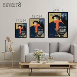 "Artery8 Ambassadeurs Aristide Bruant Framed Canvas Wall Art Print Lautrec in Blue - Size: W12"" x H16""" - thumbnail 4