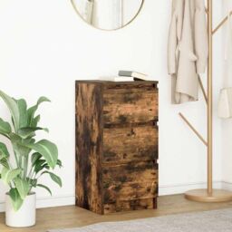 Berkfield Home Sideboard Smoked Oak 37.5x35x76 cm Engineered Wood in Brown - thumbnail 1