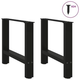 Berkfield Home Coffee Table Legs Black 2 pcs 60x(42-43) cm Steel - thumbnail 3