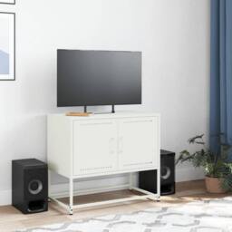 Berkfield Home TV Cabinet White 68.5x39x60.5 cm Steel - thumbnail 1