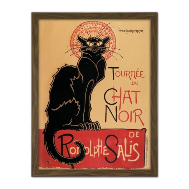 "Artery8 Wall Art Print French Vintage Advertising Tournee Du Chat Noir The Black Cat Rodolphe Salis Artwork Framed 18X24 Inch - Size: W18"" x H24""" - image 1