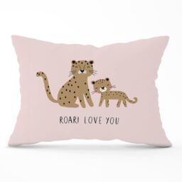 Warren Reed - Designer Roar Love You Cushions in Pink - Size: 45 cm x 45 cm - thumbnail 1