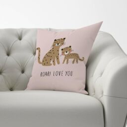 Warren Reed - Designer Roar Love You Cushions in Pink - Size: 45 cm x 45 cm - thumbnail 2