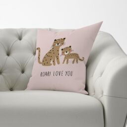 Warren Reed - Designer Roar Love You Cushions in Pink - Size: 45 cm x 45 cm - thumbnail 3