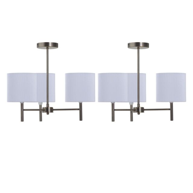 First Choice Lighting Set of 2 Brea - Antique Brass Light Fittings with White Pleated Shades in Bronze - image 1