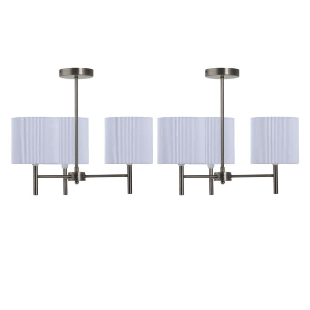 First Choice Lighting Set of 2 Brea - Antique Brass Light Fittings with White Pleated Shades in Gold - image 1