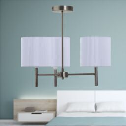 First Choice Lighting Set of 2 Brea - Antique Brass Light Fittings with White Pleated Shades in Gold - thumbnail 4