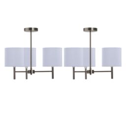 First Choice Lighting Set of 2 Brea - Antique Brass Light Fittings with White Pleated Shades in Bronze - thumbnail 1