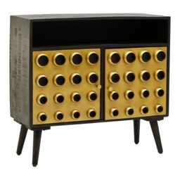 Orsina Stylish Two-Drawer Mango Wooden Sideboard, Mid-Century Modern Side Board for Living Room Organization in Gold - thumbnail 3