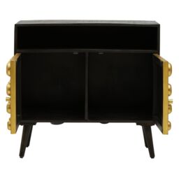 Orsina Stylish Two-Drawer Mango Wooden Sideboard, Mid-Century Modern Side Board for Living Room Organization in Gold - thumbnail 2