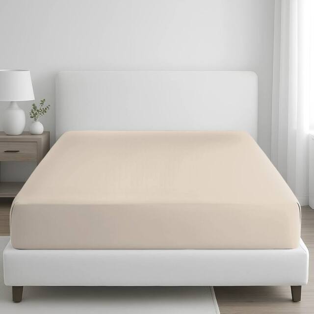 Grace 100% Egyptian Cotton 35cm Extra Deep Pocket Fitted Sheets in Taupe - Size: Double Fitted - image 1
