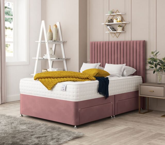 "Bed Choices Manhattan Bed Set No drawer - Includes Mattress & 26"" Headboard in Pink - Size: Small Double" - image 1