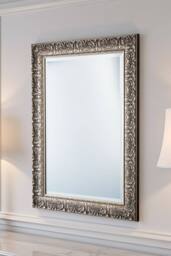 Yearn Mirrors Carved Framed Bevelled Mirror Silver 130.5x108cm - Size: 130.5x108 cm - thumbnail 1