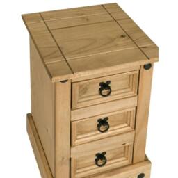 Havendro Bedside Table 3 Drawer Cabinet x2 Chest End Table Pine in Brown - thumbnail 5