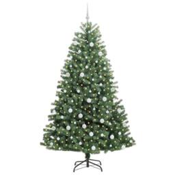 Berkfield Home Realistic Artificial Hinged Christmas Tree Green 210 cm PVC & Metal - thumbnail 1