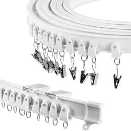 PAWNORA 5M Flexible Curtain Track Rod Rail in White