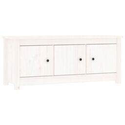 Berkfield Home Shoe Cabinet White 110x38x45.5 cm Solid Wood Pine - thumbnail 2