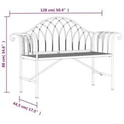 Berkfield Home Elegant 2-Seater Garden Bench 128 cm Black Steel - thumbnail 6