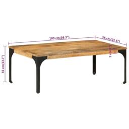 Berkfield Home Dense Coffee Table 100x55x35 cm Solid Wood Mango in Brown - Size: 100 x 55 x 35 cm - thumbnail 7