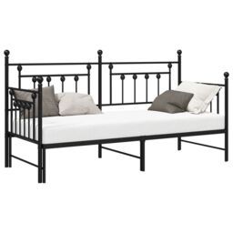 Berkfield Home Daybed Frame with Trundle Black 75x190 cm Steel - thumbnail 3